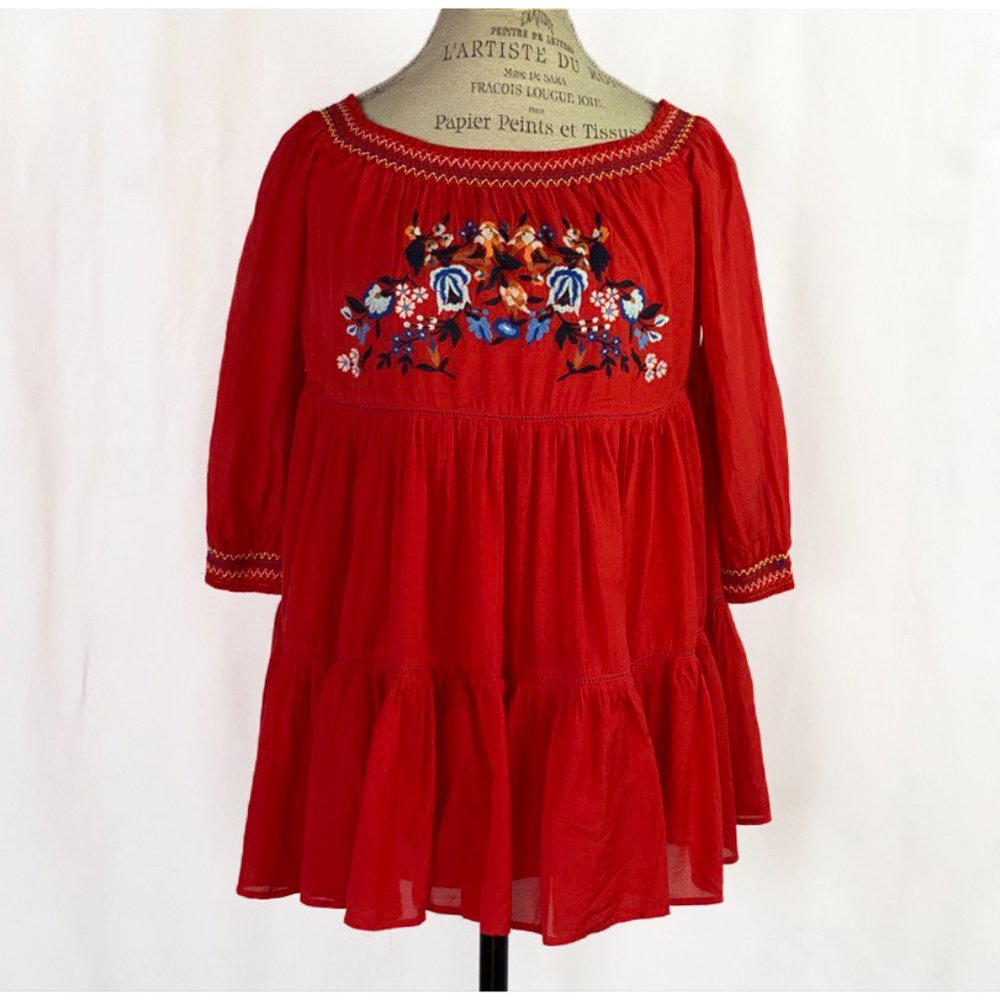 Free People Red Floral Tunic